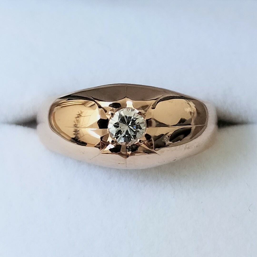 ダイヤモンド 星留め 月形甲丸 リング K18PG 0.19ct 7.0g メンズのアクセサリー(リング(指輪))の商品写真