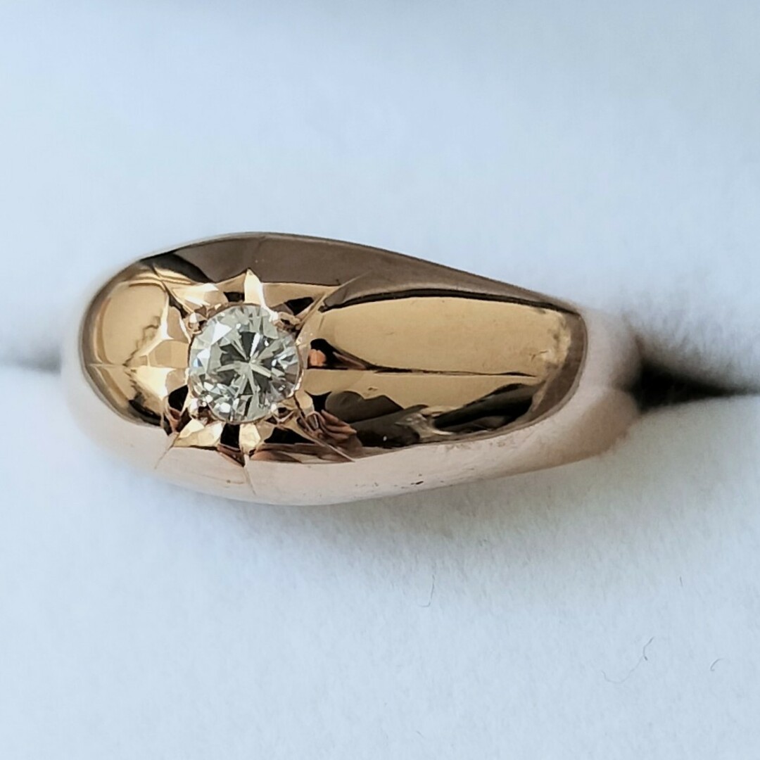 ダイヤモンド 星留め 月形甲丸 リング K18PG 0.19ct 7.0gの通販 by