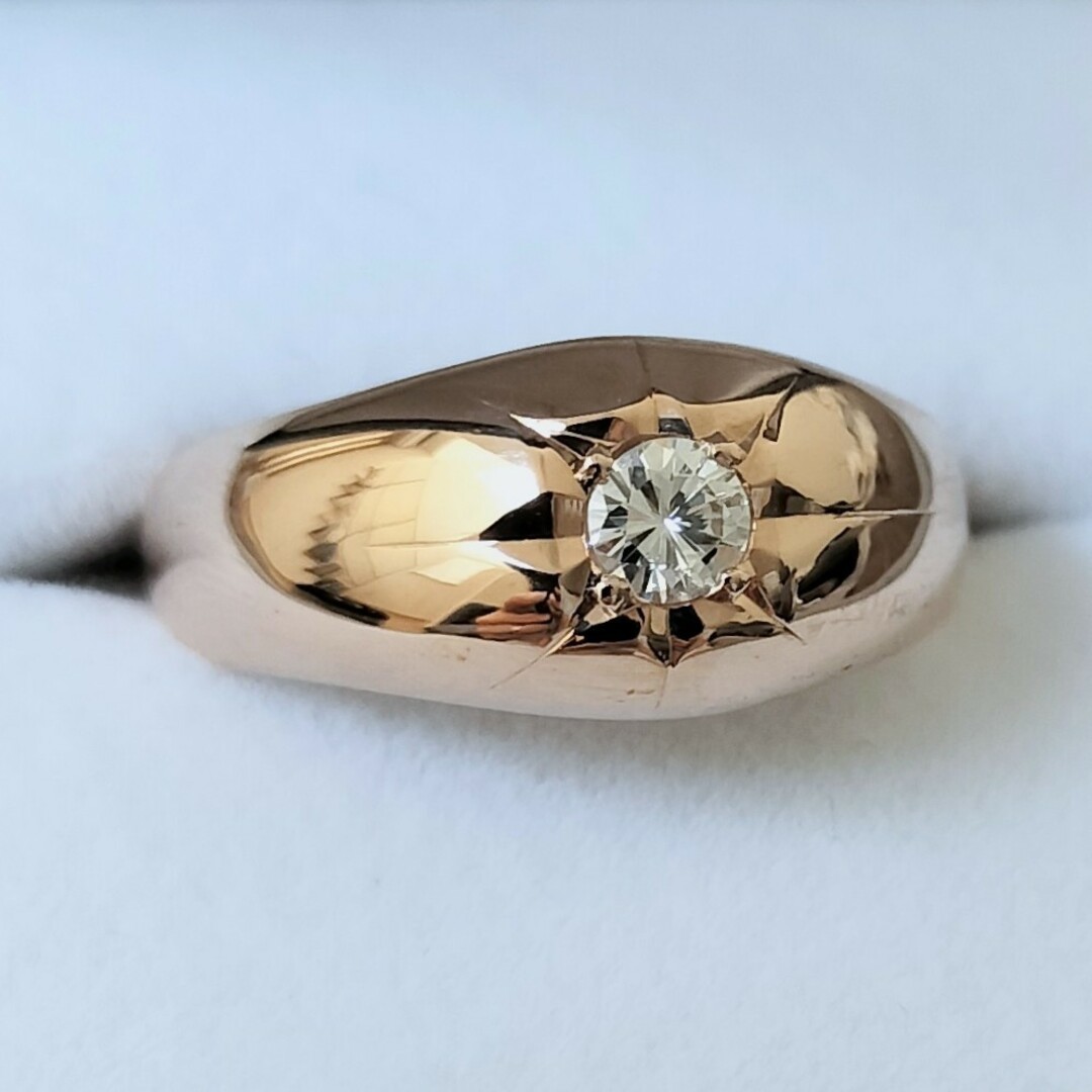 ダイヤモンド 星留め 月形甲丸 リング K18PG 0.19ct 7.0gの通販 by