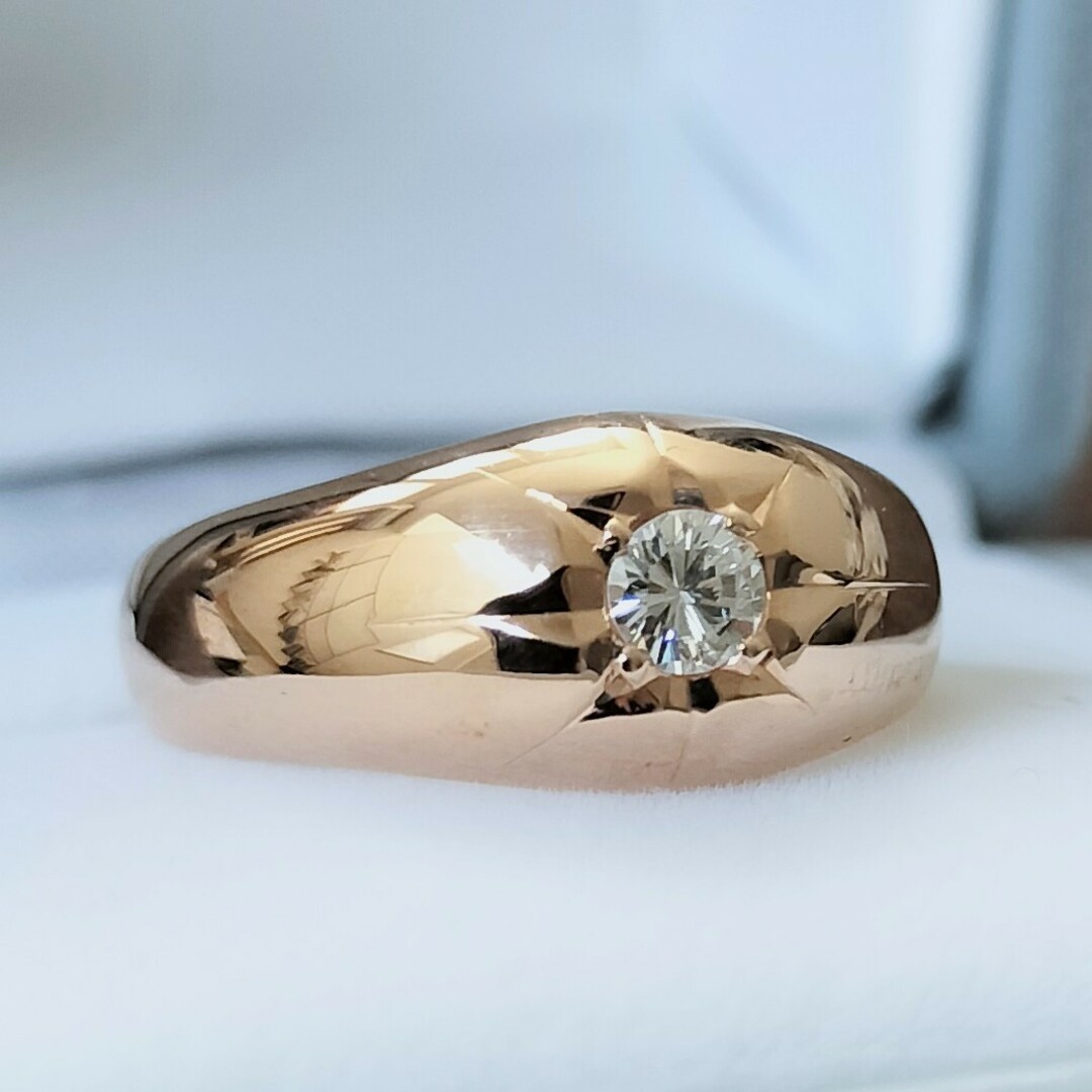 ダイヤモンド 星留め 月形甲丸 リング K18PG 0.19ct 7.0gの通販 by