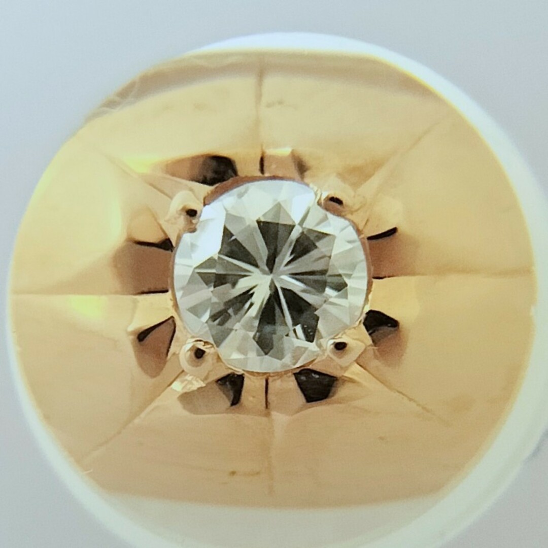 ダイヤモンド 星留め 月形甲丸 リング K18PG 0.19ct 7.0g メンズのアクセサリー(リング(指輪))の商品写真