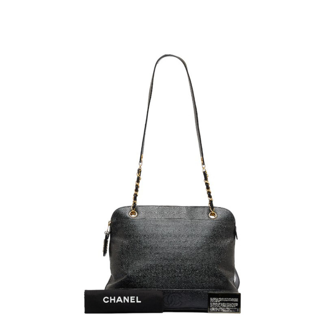 シャネル トリプルココマーク ゴールド金具 チェーン ショルダーバッグ キャビアスキン レディース CHANEL 【214-18360】