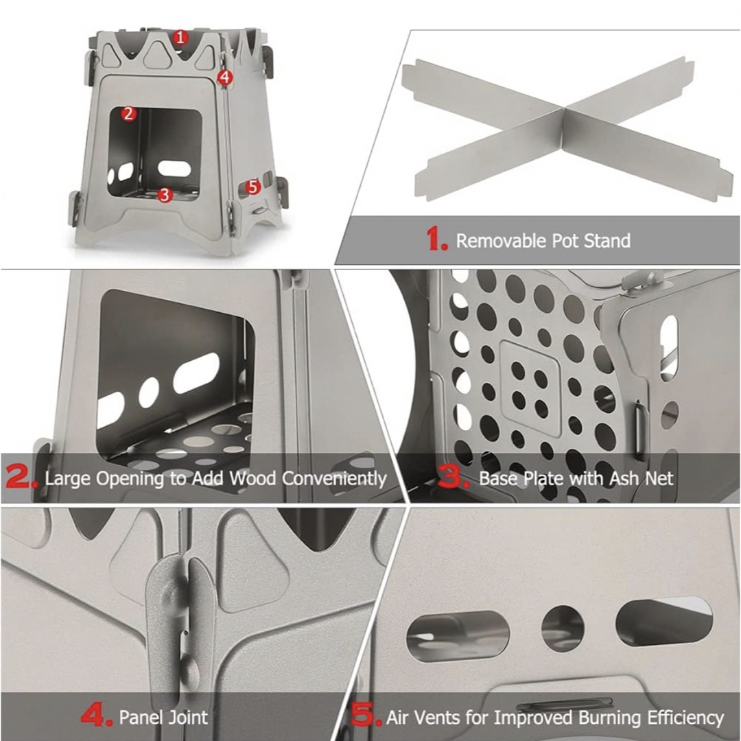 チタン ウッドストーブ アウトドア キャンプバーベキューコンロ焚火台 折りたたみ