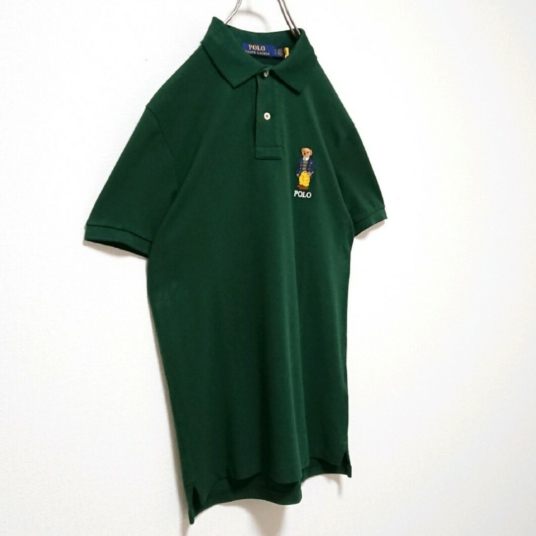 ポロラルフローレン ポロベア 刺繍 ロゴ アースカラー グリーン 半袖ポロシャツ
