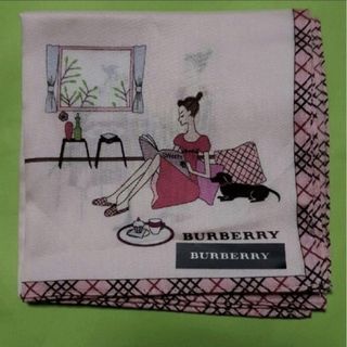 バーバリー(BURBERRY)のバーバリー BURBERRY ハンカチ 犬と女性 ピンク系 ノヴァチェック 新品(ハンカチ)