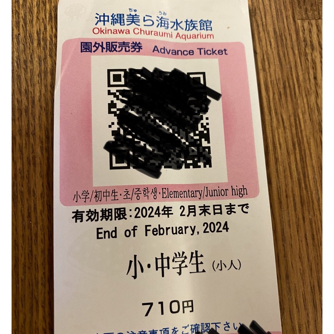 沖縄美ら海水族館　　( 小人) チケットの施設利用券(水族館)の商品写真