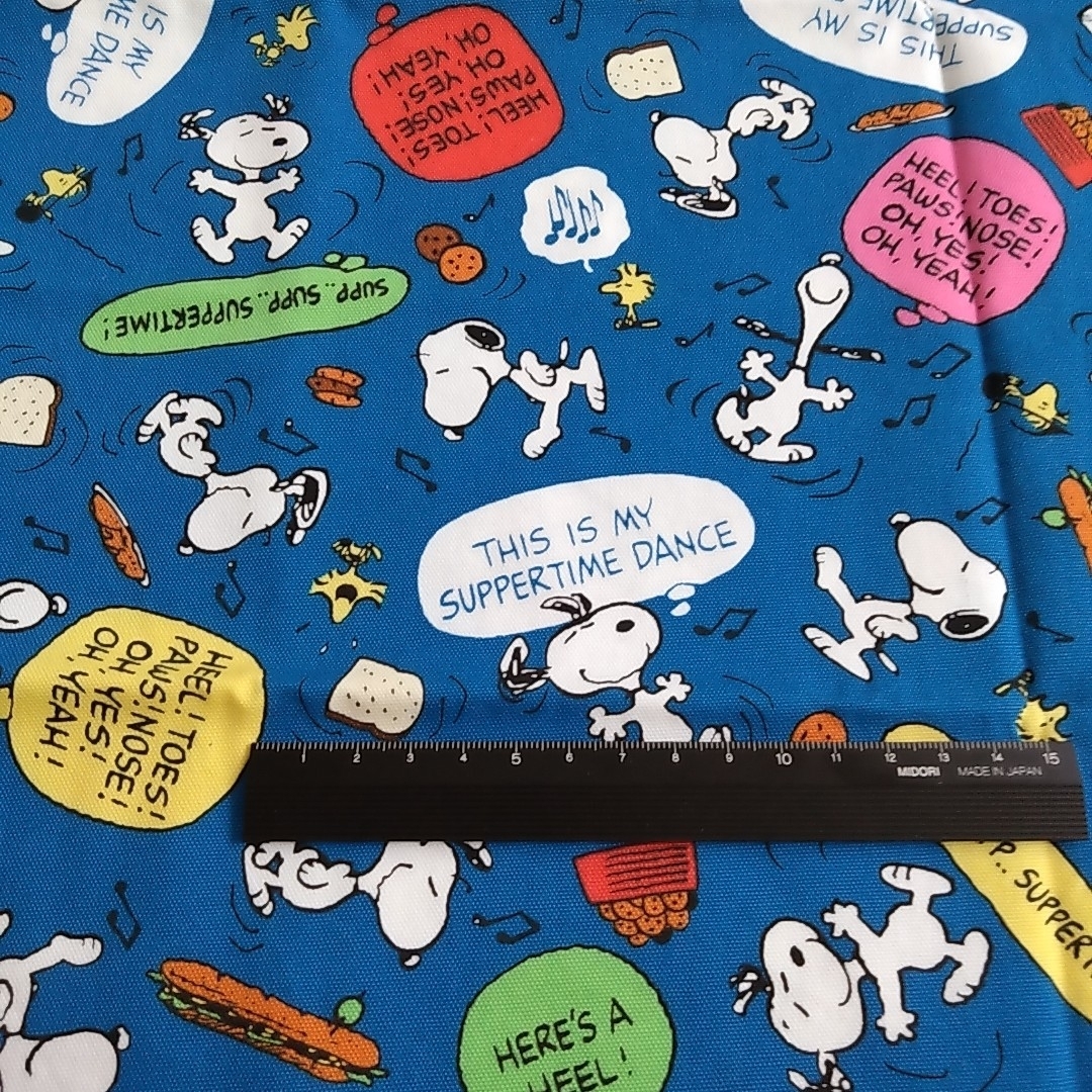 SNOOPY(スヌーピー)のスヌーピー オックス生地 ブルー ハンドメイドの素材/材料(生地/糸)の商品写真