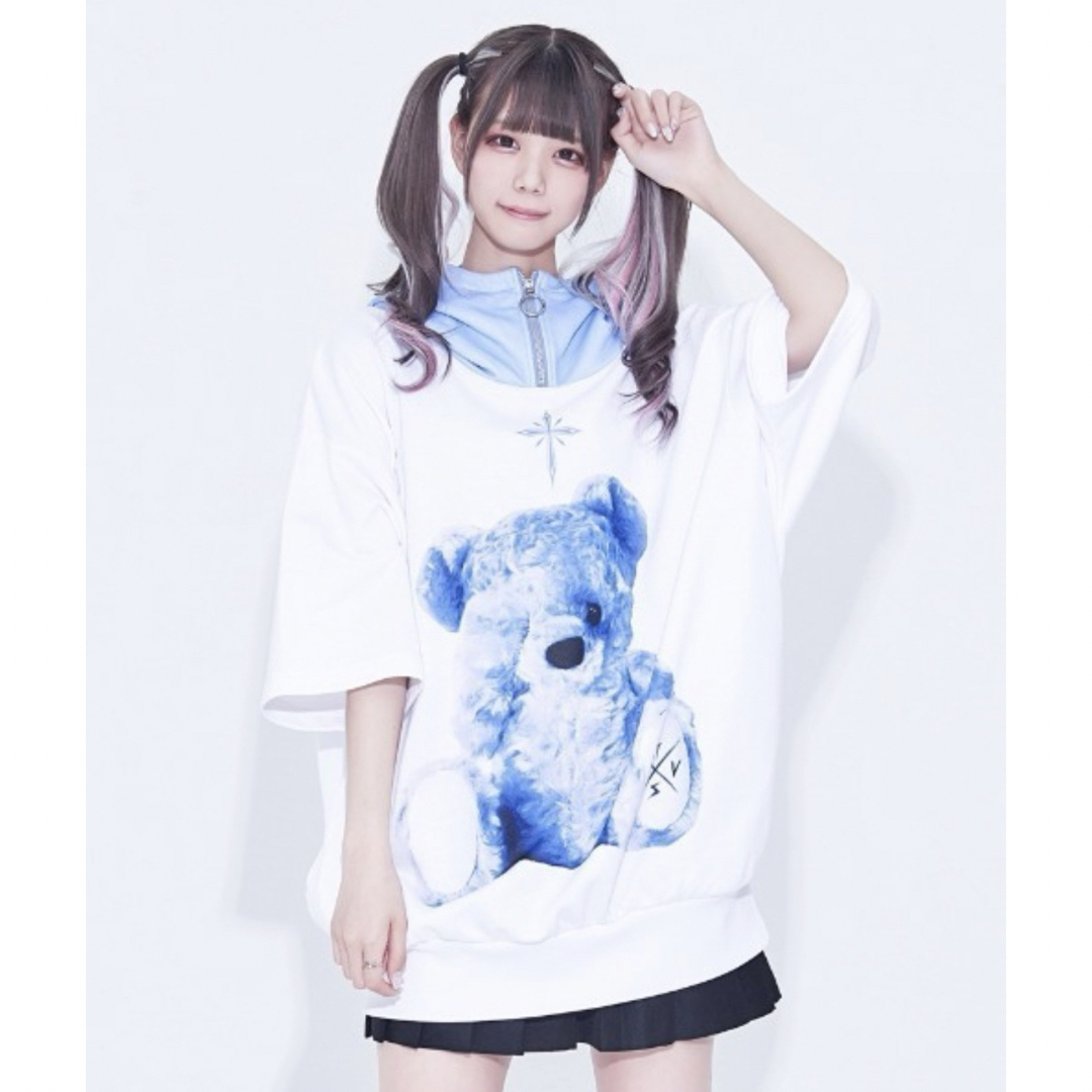 60%コットン【完売品】Furry bear H/S hoodie/ハーフジップ