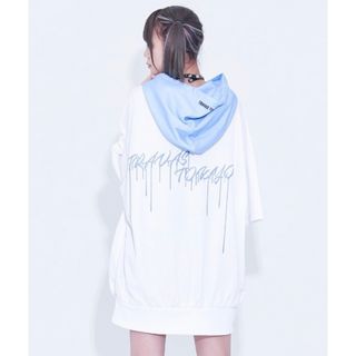 Furry bear H/S hoodie/ハーフジップ くまプリントフーディー