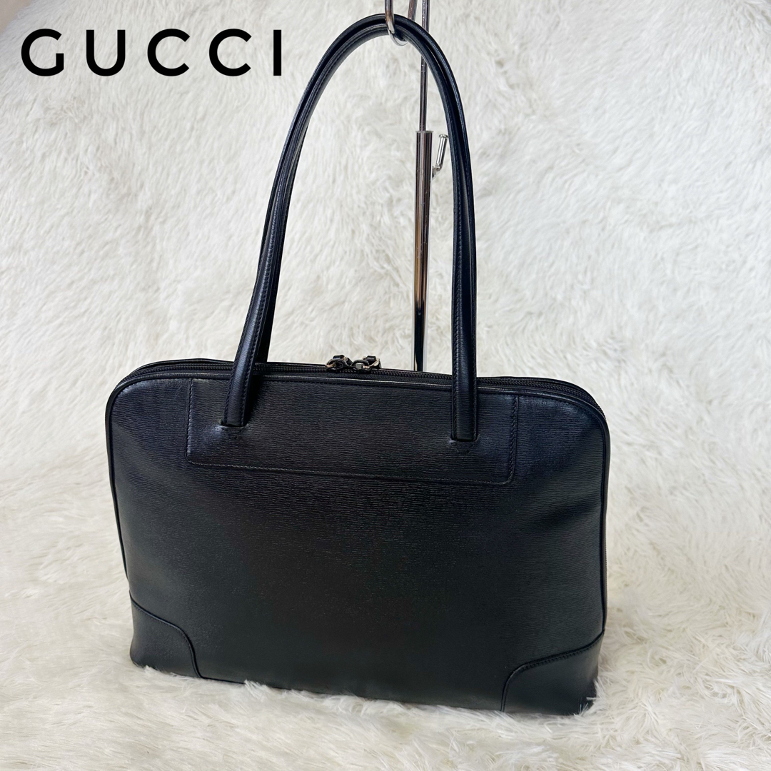 極美品！【GUCCI】オールレザートートバッグ　ロゴ金具　ゴールド金具　グッチ