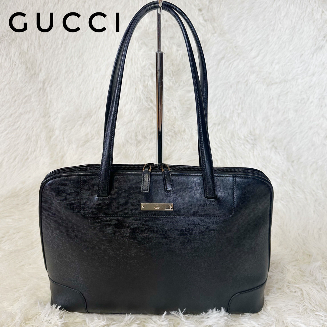 Gucci - 極美品!【GUCCI】オールレザートートバッグ ロゴ金具
