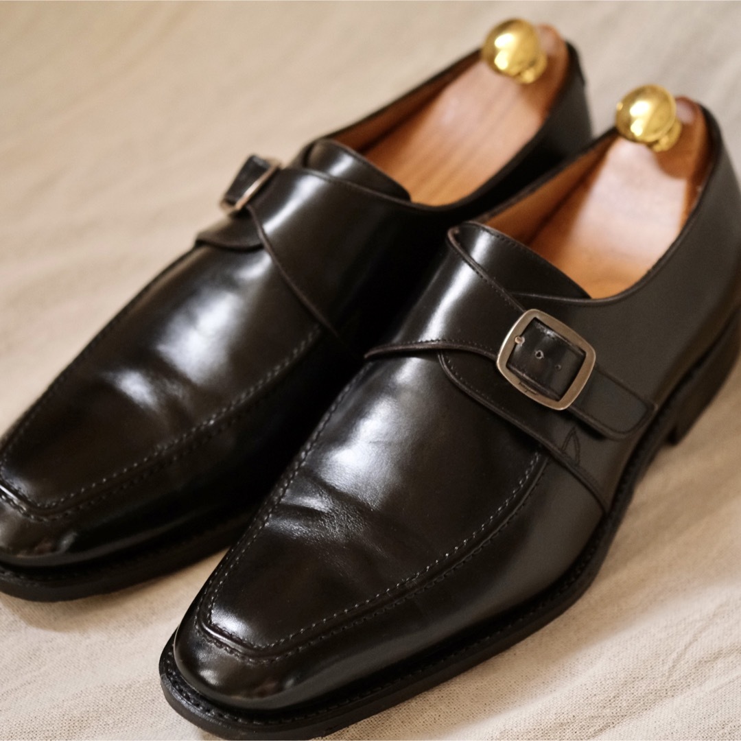 美品Salvatore Ferragamoトラメッザモンクストラップ 7 1/2