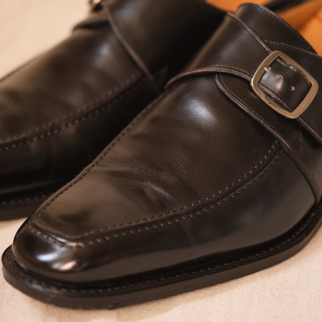 美品Salvatore Ferragamoトラメッザモンクストラップ 7 1/2