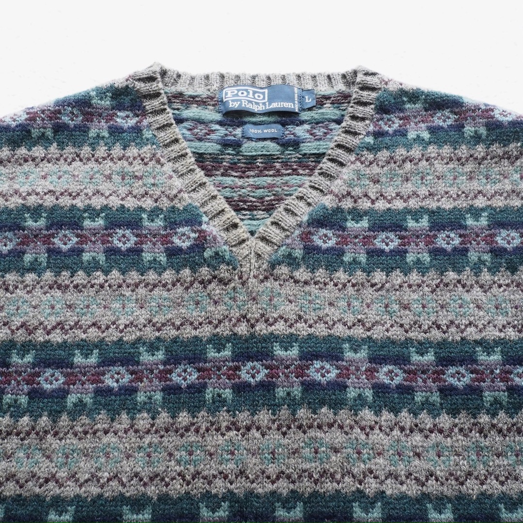 RALPH LAUREN 90's フェアアイル柄 総柄 ウールニットベスト