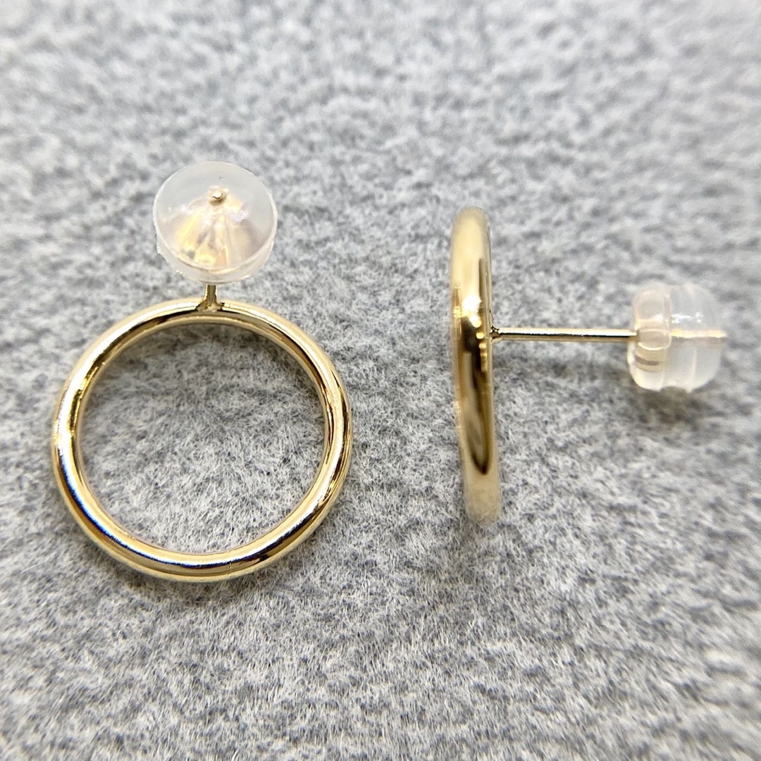 【新品】K18　地金　フープ　ピアス　(18金 18K) 4