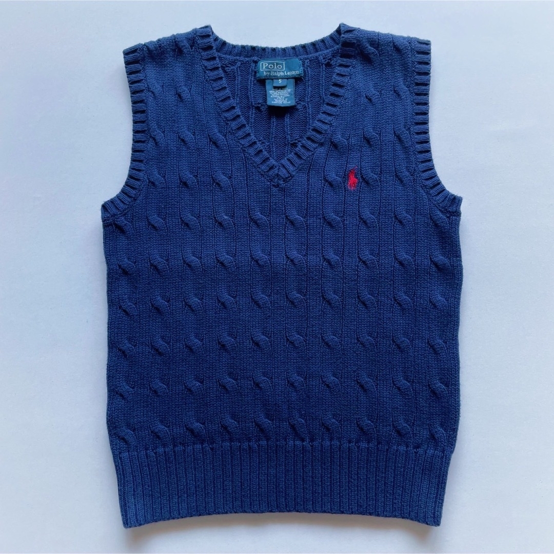 POLO RALPH LAUREN(ポロラルフローレン)の美品 POLO RALPH LAUREN ベスト ケ－ブル編み コットン 115 キッズ/ベビー/マタニティのキッズ服男の子用(90cm~)(ニット)の商品写真