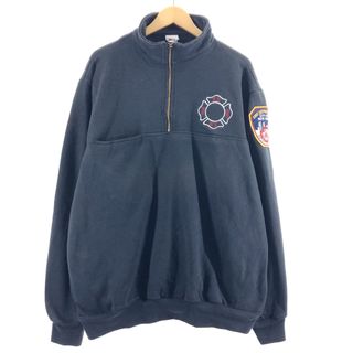 古着 90年代 Union Line 刺繍入り ハーフジップスウェットシャツ トレーナー USA製 メンズXL ヴィンテージ /eaa374406(スウェット)