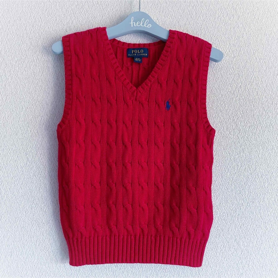 POLO RALPH LAUREN(ポロラルフローレン)の美品 POLO RALPH LAUREN ベスト ケ－ブル編み ニット 110 キッズ/ベビー/マタニティのキッズ服男の子用(90cm~)(ニット)の商品写真