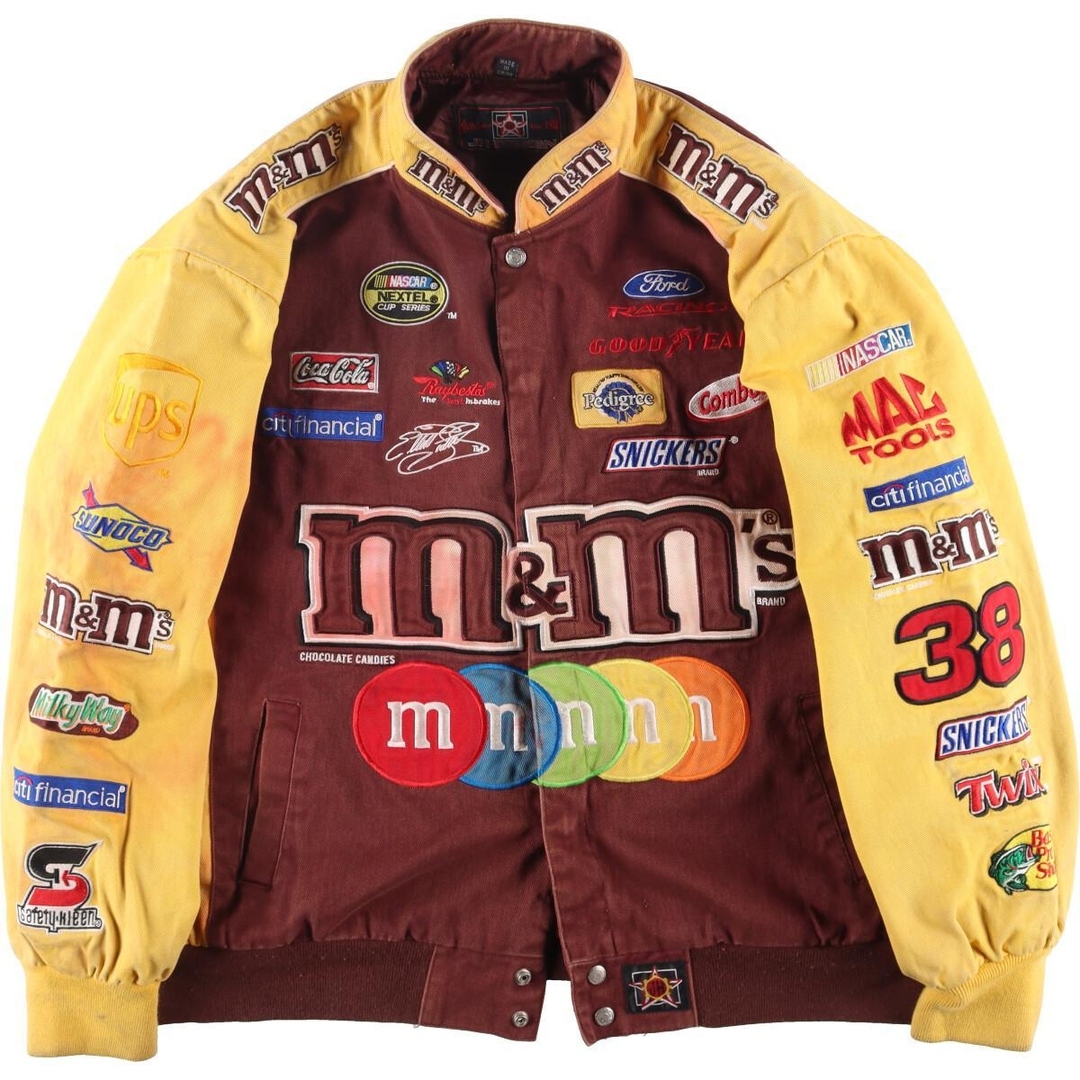 古着 90年代 TH DESIGN M&M'S エムアンドエムズ NASCAR ナスカー 両面刺繍 レーシングジャケット メンズXXL ヴィンテージ  /evb001166 | フリマアプリ ラクマ