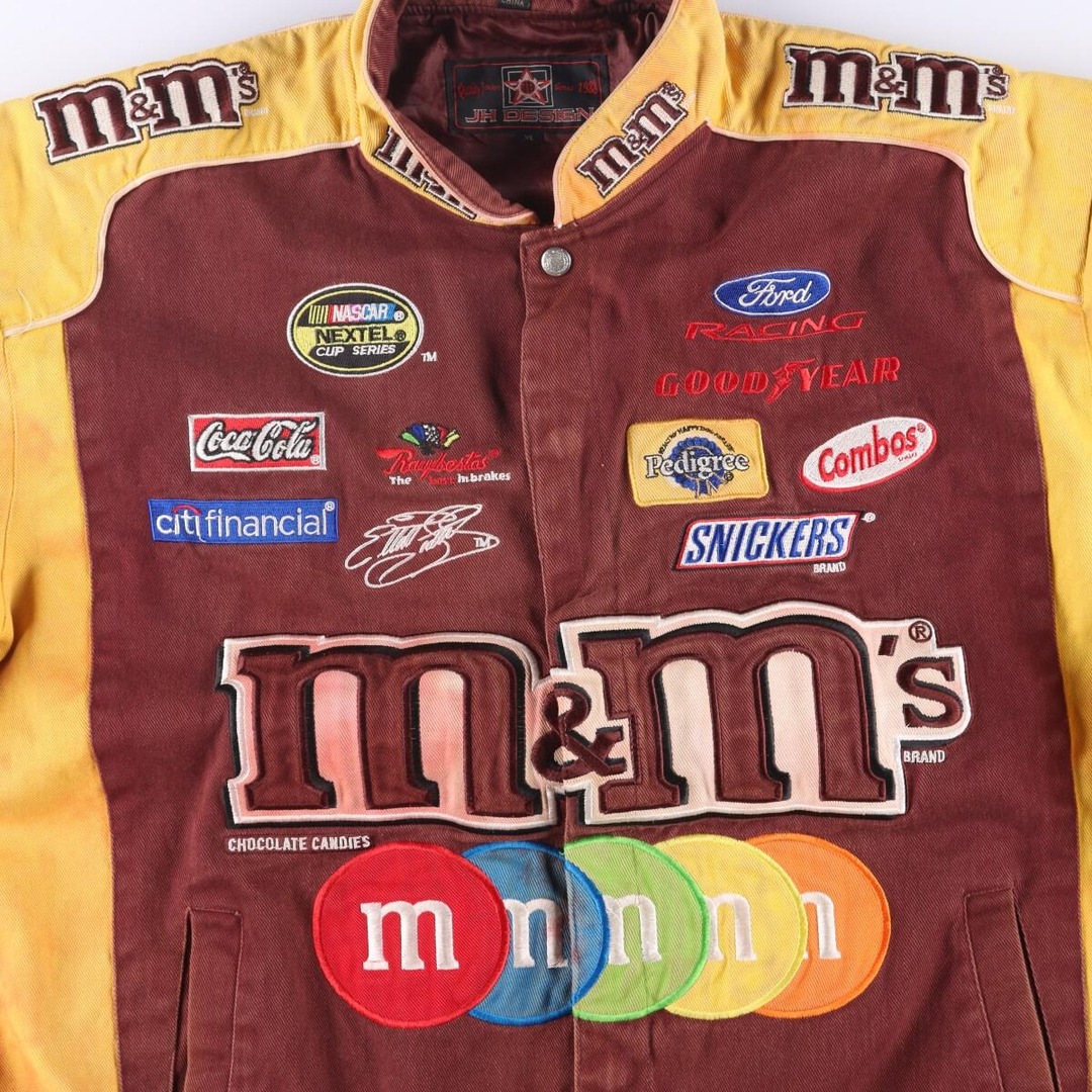 古着 90年代 TH DESIGN M&M'S エムアンドエムズ NASCAR ナスカー 両面刺繍 レーシングジャケット メンズXXL ヴィンテージ  /evb001166