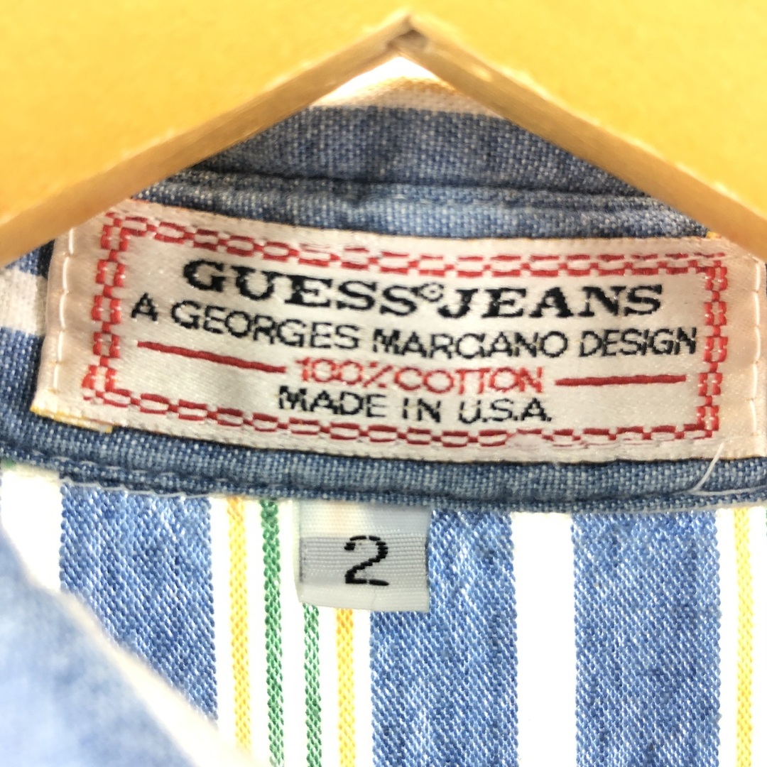 ゲスジーンズGUESS☆USA製ワンポイント刺繍ロゴワークチェックシャツ　M