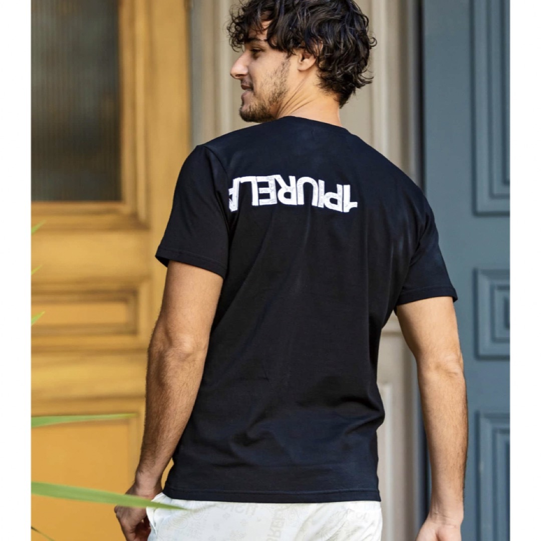 【1PIU1UGUALE3 RELAX】ペイズリーロゴ半袖Tシャツ/BLACK