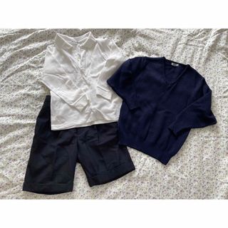 8本物ミキハウスのスーツ上下とシャツ　おまけネクタイポケットチーフサス　120キッズ服男の子用(90cm~)