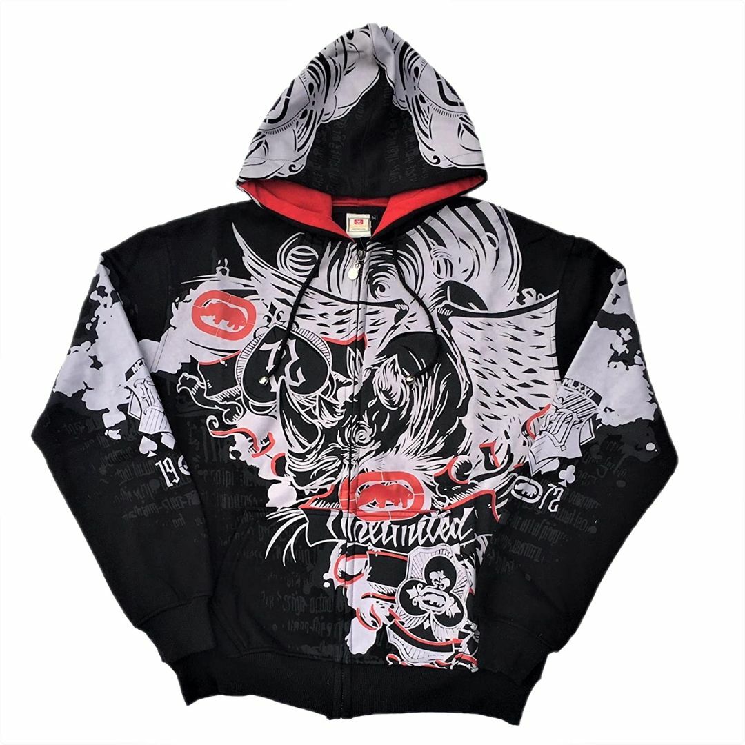 ECKŌ UNLTD（ECKO UNLTD）(エコーアンリミテッド)のECKO UNltd ライノプリント ジップアップパーカー ブラック XL メンズのトップス(パーカー)の商品写真