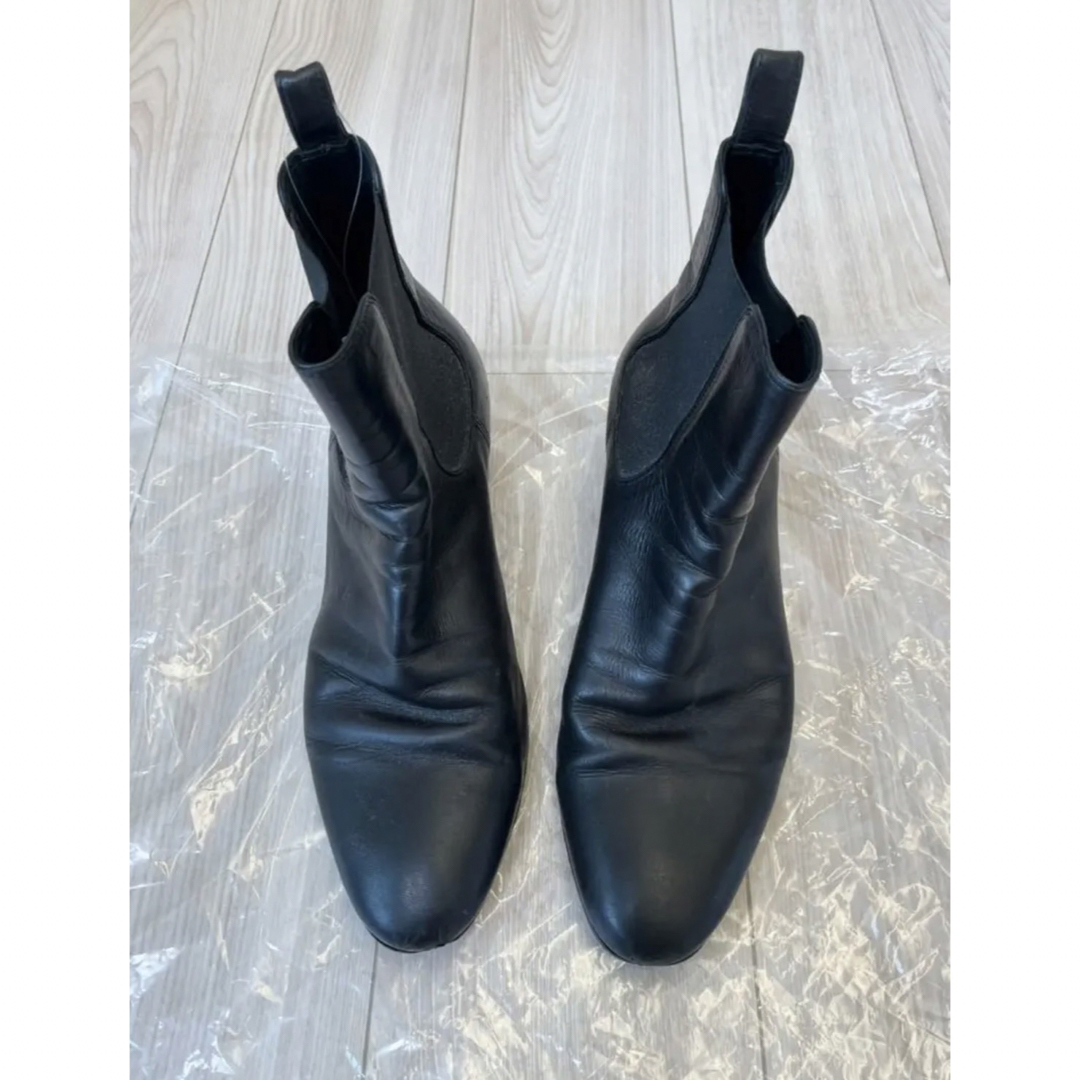 極美品★SAINT LAURENT PARIS サンローランパリ 315557 サイドゴア ポインテッドトゥ パテント ブーティー／ブーツ 黒 36 1/2 イタリア製 h05-st30221-311