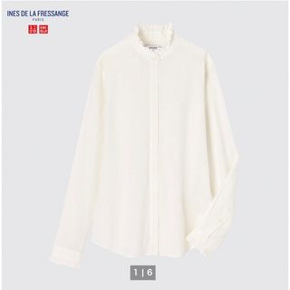 ユニクロ(UNIQLO)のユニクロ イネス コットンフリルシャツ UNIQLO オフホワイト(シャツ/ブラウス(長袖/七分))