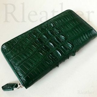 高級 クロコダイル メンズ財布 長財布 ダークグリーン 緑 鰐 ワニ ...
