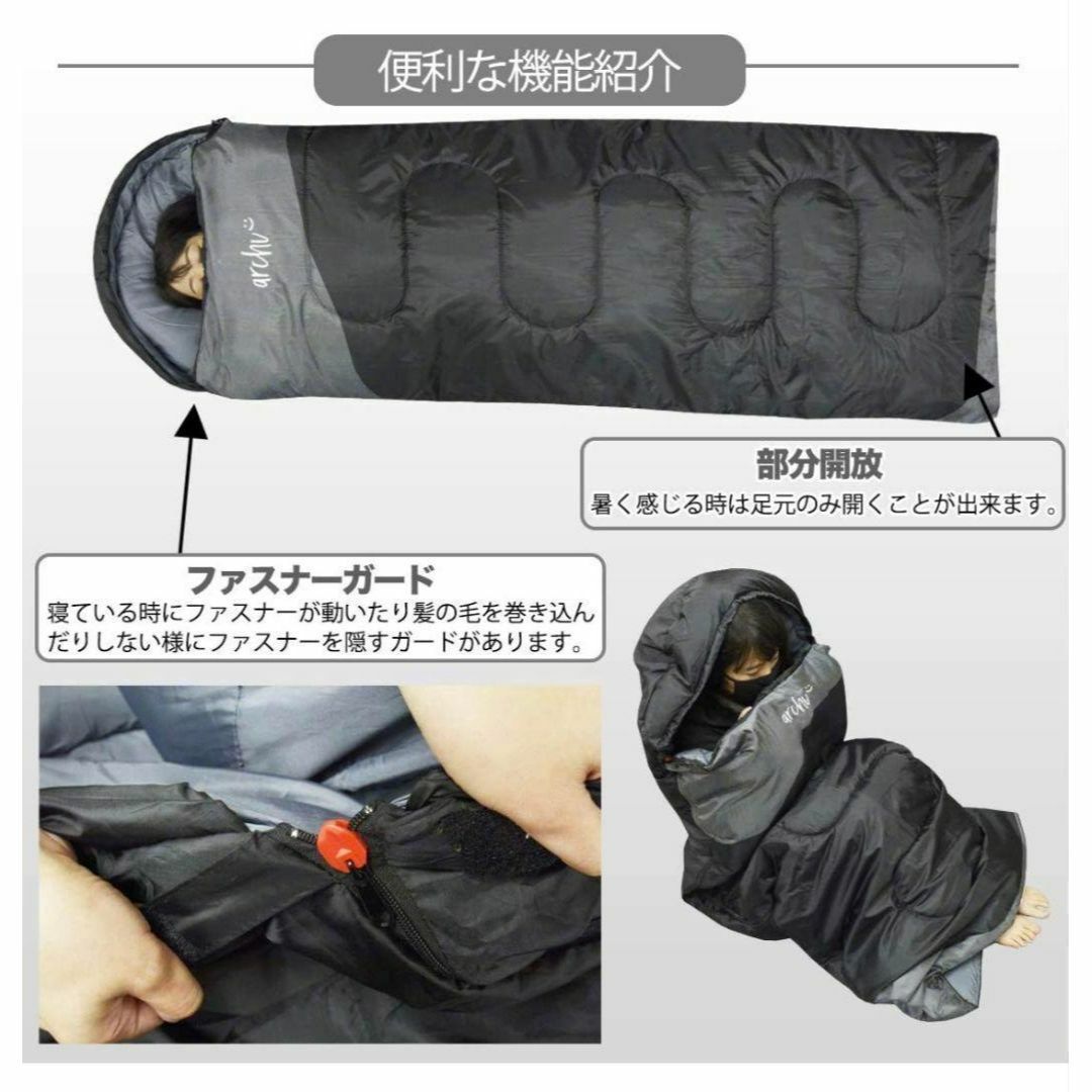 ３個 枕付き 寝袋 シュラフ キャンプ 冬用 高品質 210T 封筒 登山 防災