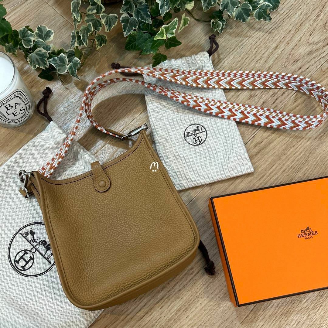 HERMES　エルメス　エブリンTPMミニ　ビスキュイ　バンドリエールジグザグ