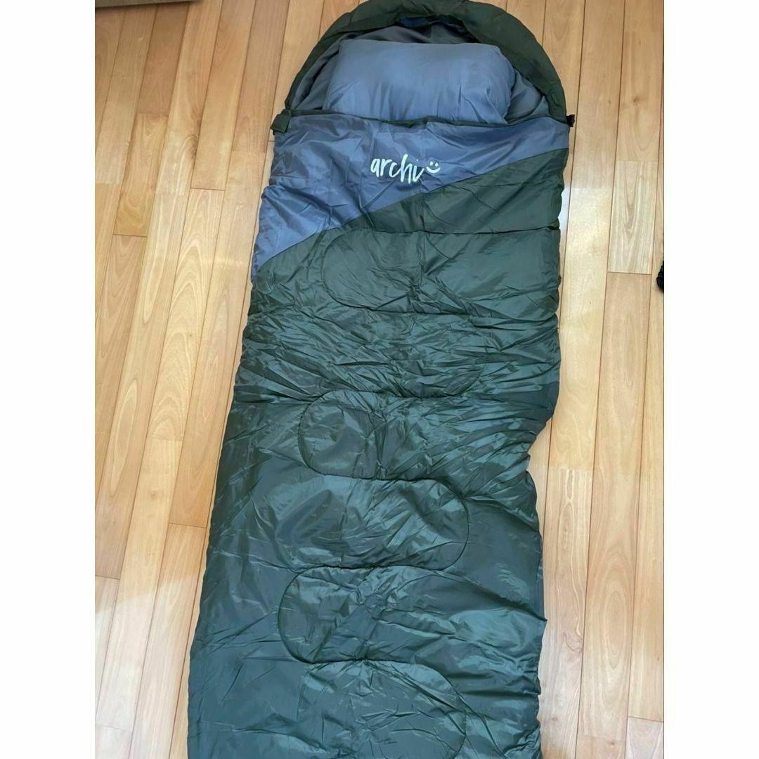 枕付き 寝袋 シュラフ キャンプ 冬用 高品質 210T 封筒 登山 防災