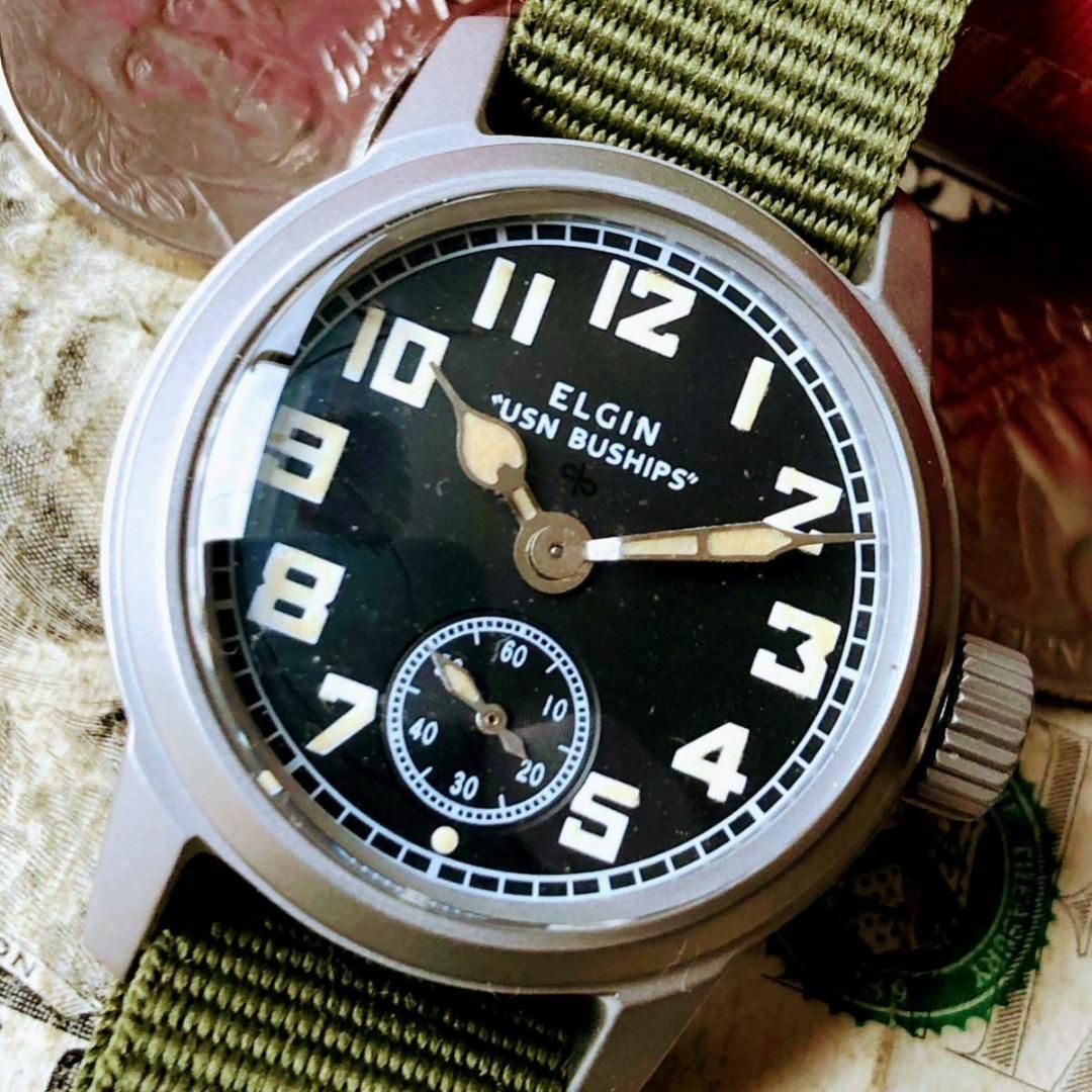 #2749【人気のミリタリー】メンズ 腕時計 エルジン WW2 手巻 動作品