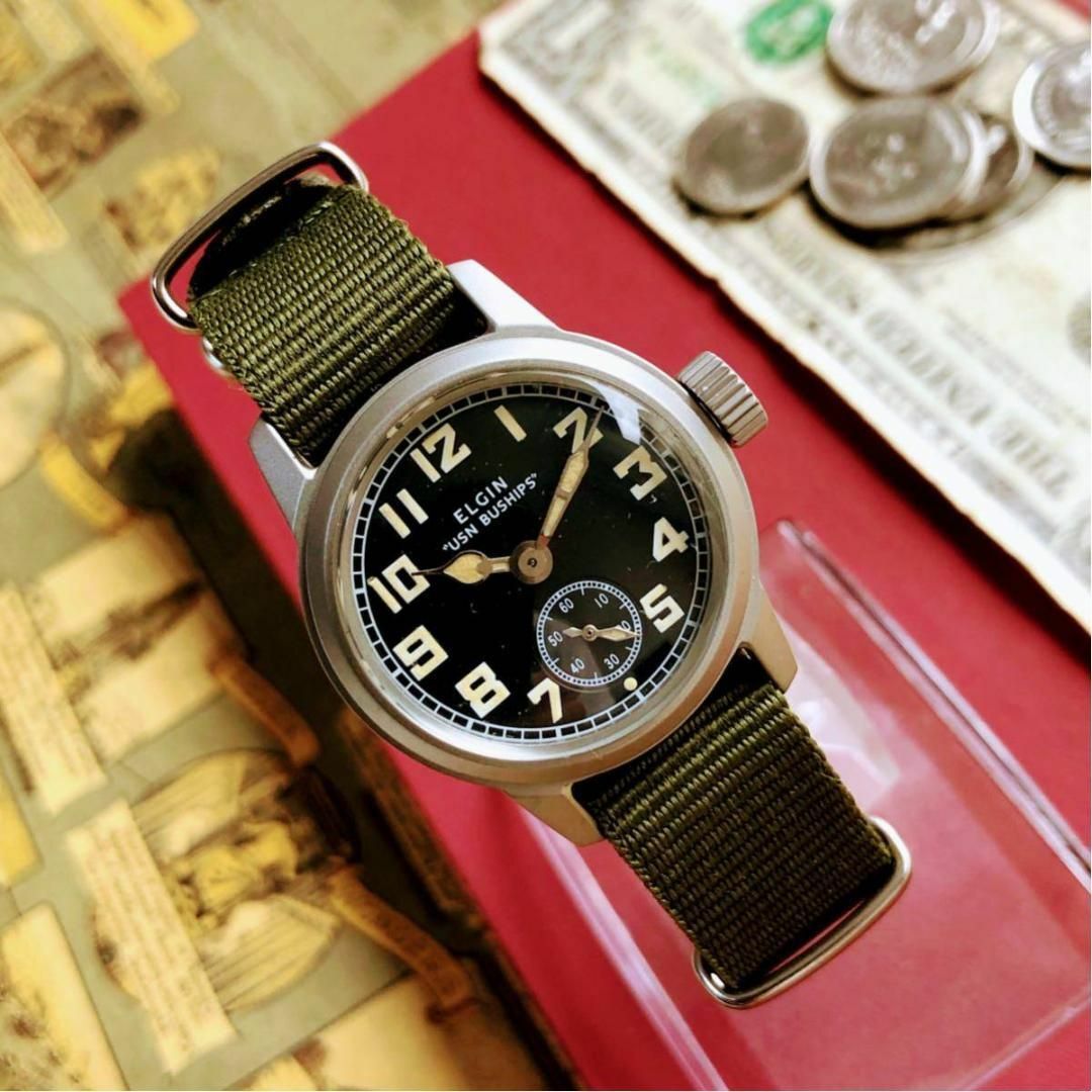 2749【人気のミリタリー】メンズ 腕時計 エルジン WW2 手巻 動作品-