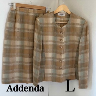 Addenda  アデンダ　スーツ　スカートスーツ　セットアップ　チェック　Ｌ(スーツ)