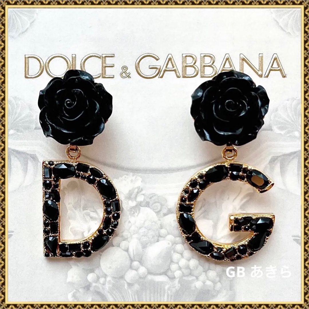 DOLCE&GABBANA - 【ご予約品】dolce&gabbana 黒ローズ×DGロゴ