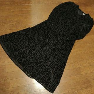 129超美品 レジァンス ロングワンピース 38 花柄 ベロア シースルー