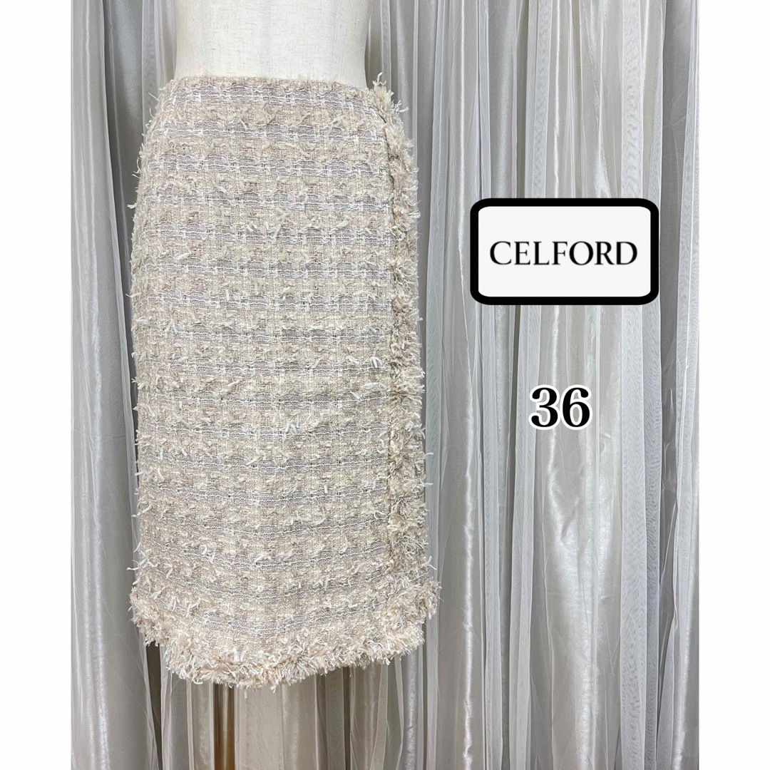 CELFORD - CELFORD セルフォード ファンシーツイードラップ風スカート