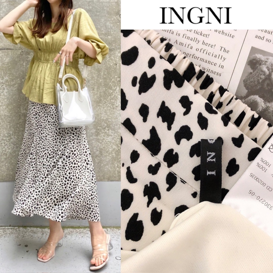 INGNI(イング)のイング ダルメシアン フレア ロング スカート レディースのスカート(ロングスカート)の商品写真