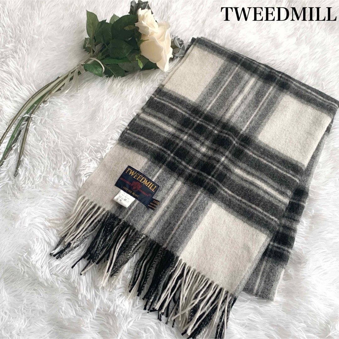 極美品】TWEEDMILL ツイードミル チェック柄マフラー ストール ウール