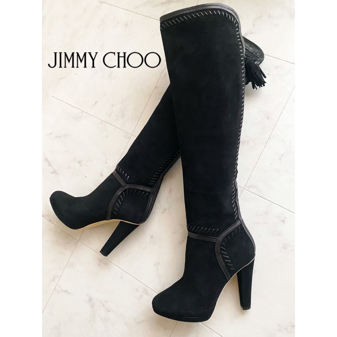 JIMMY CHOO スウェード ニーハイブーツ 2way ブーツ - ブーツ