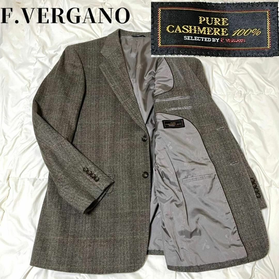 【極美品 】F.VERGANO ヘリンボーン ロングコート カシミヤ100 XL | フリマアプリ ラクマ