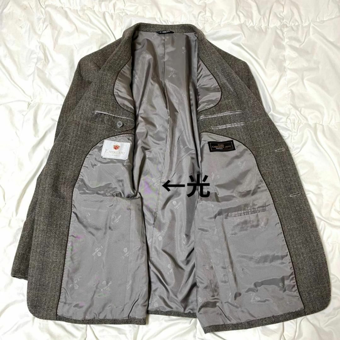 【極美品 】F.VERGANO ヘリンボーン ロングコート カシミヤ100 XL