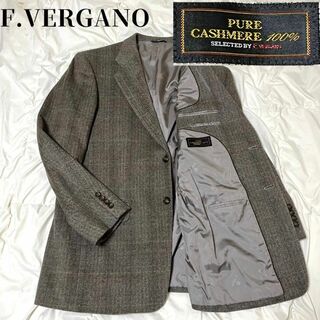 【極美品 】F.VERGANO ヘリンボーン ロングコート カシミヤ100 XL