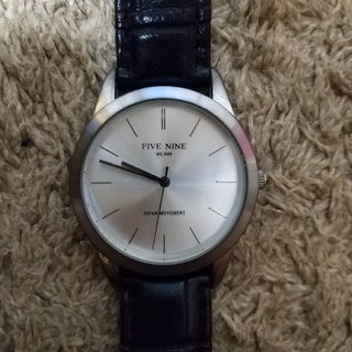 ファイブナイン 腕時計 メンズ シンプルクオーツ シルバー文字盤 黒革ベルト(腕時計(アナログ))