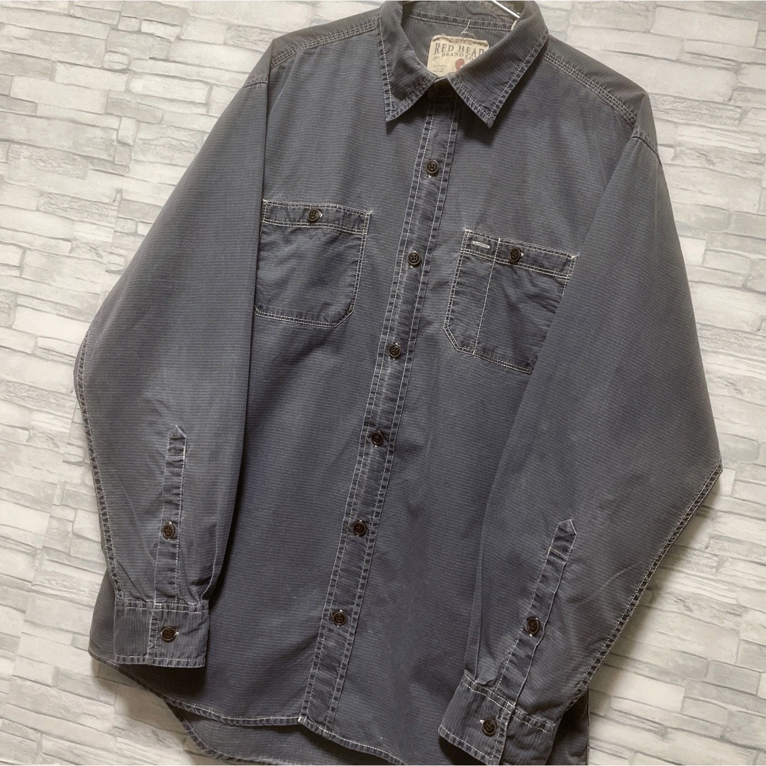 shirts(シャツ)のシャツ　長袖　Mサイズ　グレー　無地　コットン　USA古着　RED HEAD メンズのトップス(シャツ)の商品写真