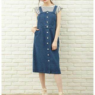 イング(INGNI)の厚手コットン100％デニムナローワンピース/ジャンパースカート Mサイズ#婦人服(ひざ丈スカート)