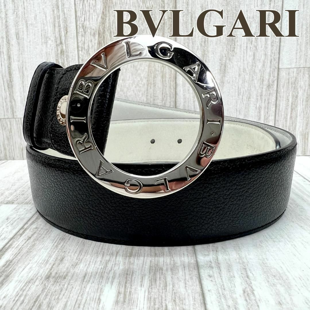 ブルガリ BVLGARI ベルト ロゴサークル ブラック シルバー-